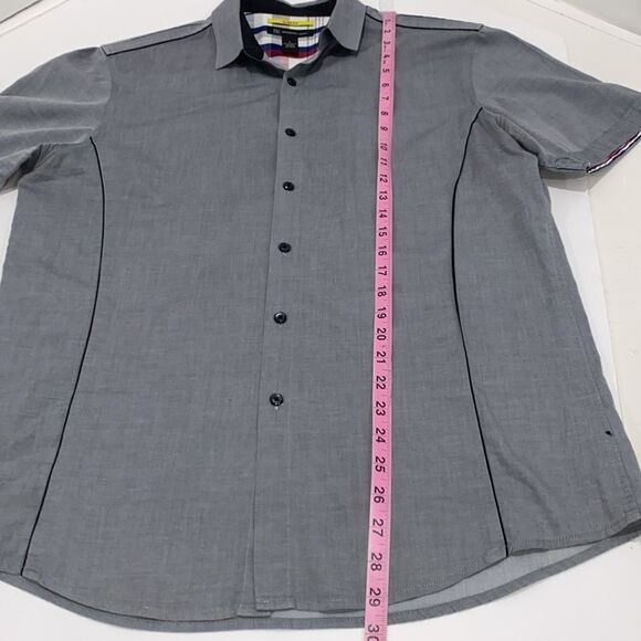 INC International Concepts Men's Gray Slim Fit Cotton Short Sleeve Shirt - Picture 6 of 9